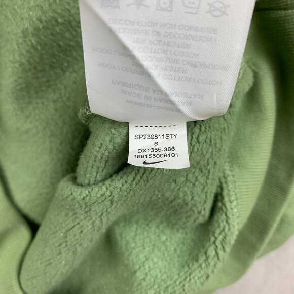 Nike Mens Sweater Small Green Hoodie Long Sleeve Solo Swoosh Heavyweight Fleece - Picture 7 of 8